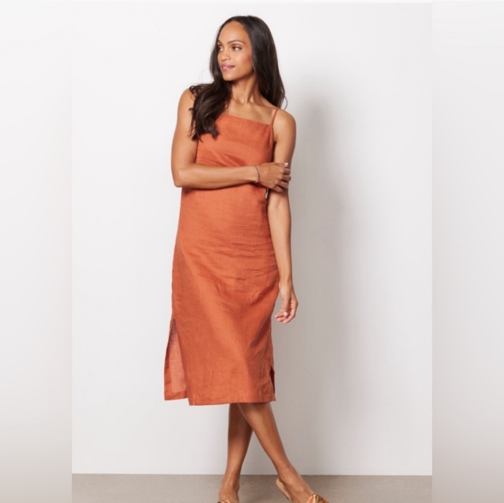 Rails Rust Orange Linen Midi Dress